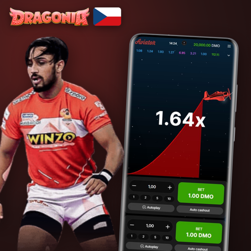 Aviator demo v Dragonia Casino – letoun stoupá po křivce multiplikátoru v nočním nebi