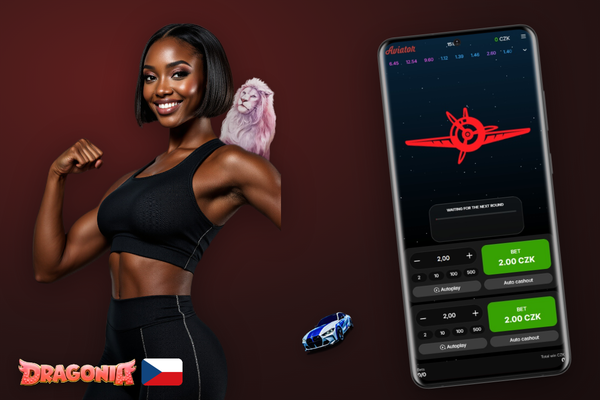 Přechod z Aviator demo na hru o peníze v Dragonia Casino – mobilní obrazovka s tlačítkem vkladu