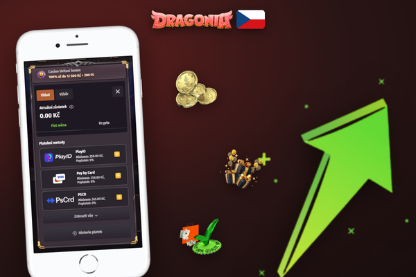 Dragonia Casino jak vložit peníze v CZK, EUR, USD nebo kryptoměnách na herní účet