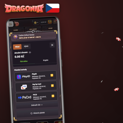 Dragonia Casino vklad – platební metody Visa, Mastercard, e-peněženky a kryptoměny